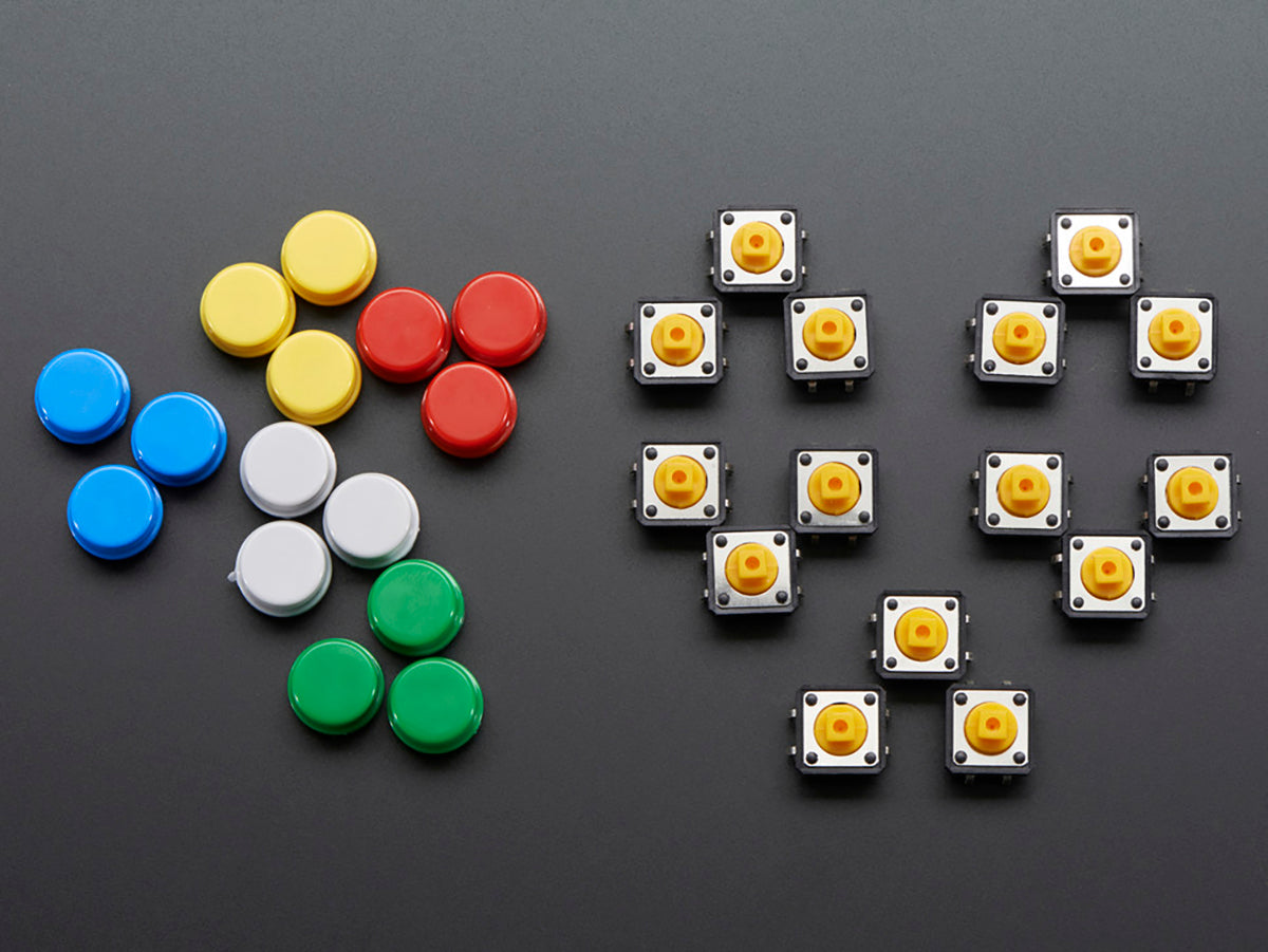 Total Button Adafruit Colorful Round Tactile Button Switch Assortment (15 pack ...